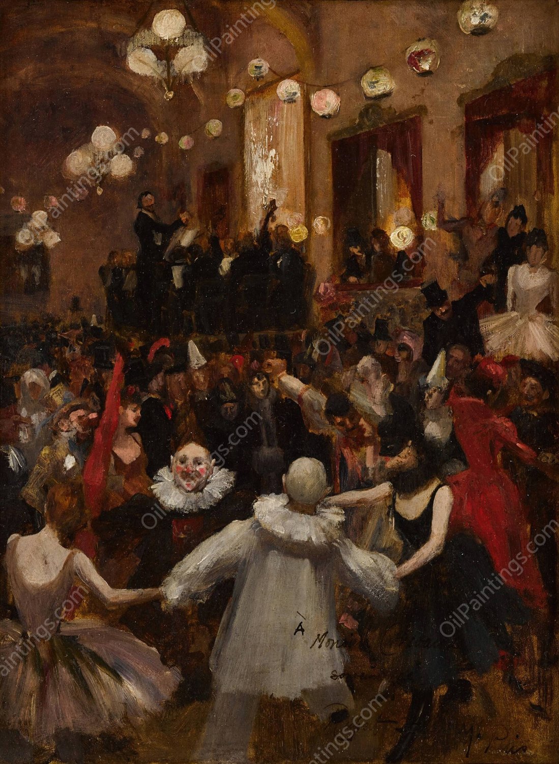 Bal Masquee by Rupert Bunny - Hand-Painted Oil Painting Reproduction