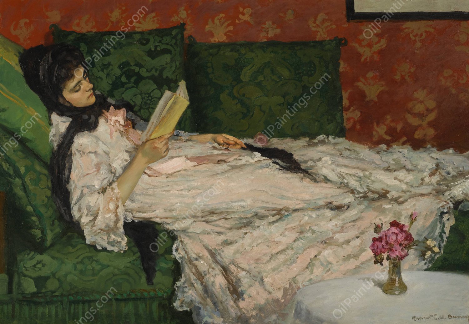 Femme Lisant by Rupert Bunny - Hand-Painted Oil Painting Reproduction