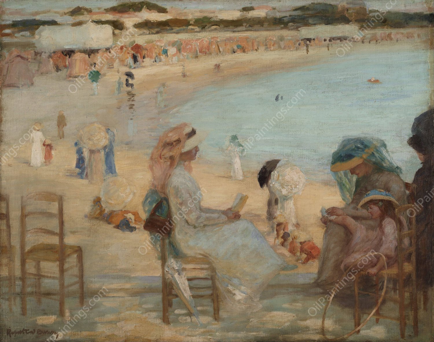 On the beach  by Rupert Bunny - Hand-Painted Oil Painting Reproduction