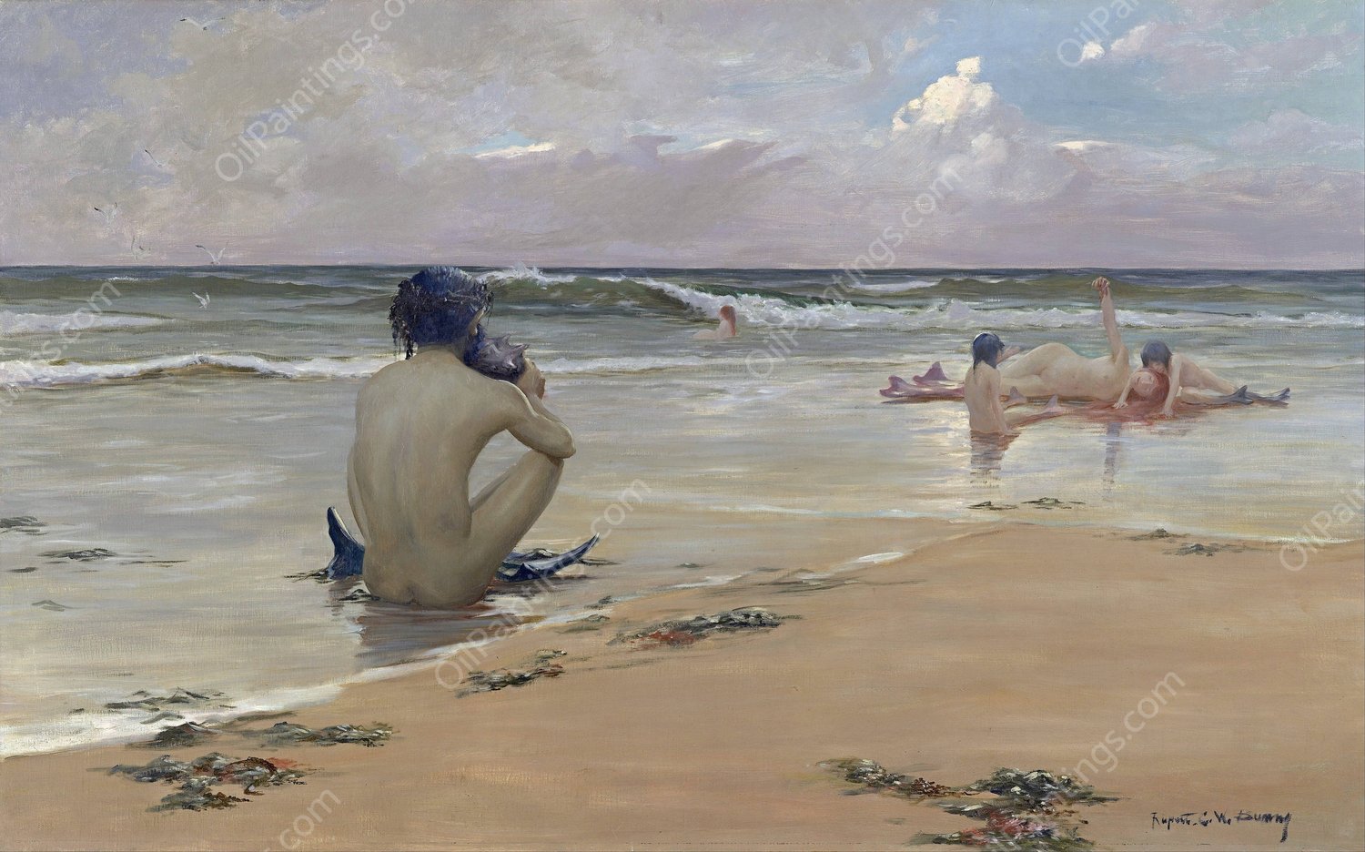 Sea Idyll  by Rupert Bunny - Hand-Painted Oil Painting Reproduction