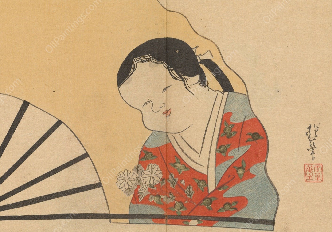 Sakai Hoitsu gajo, Pl.24  by Sakai Hoitsu - Hand-Painted Oil Painting Reproduction