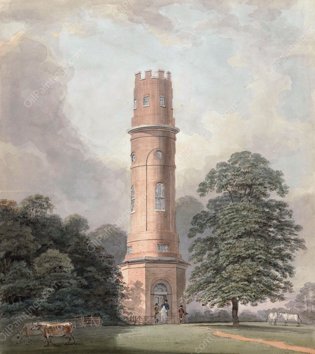An Observation Tower  by Samuel Davis - Hand-Painted Oil Painting Reproduction