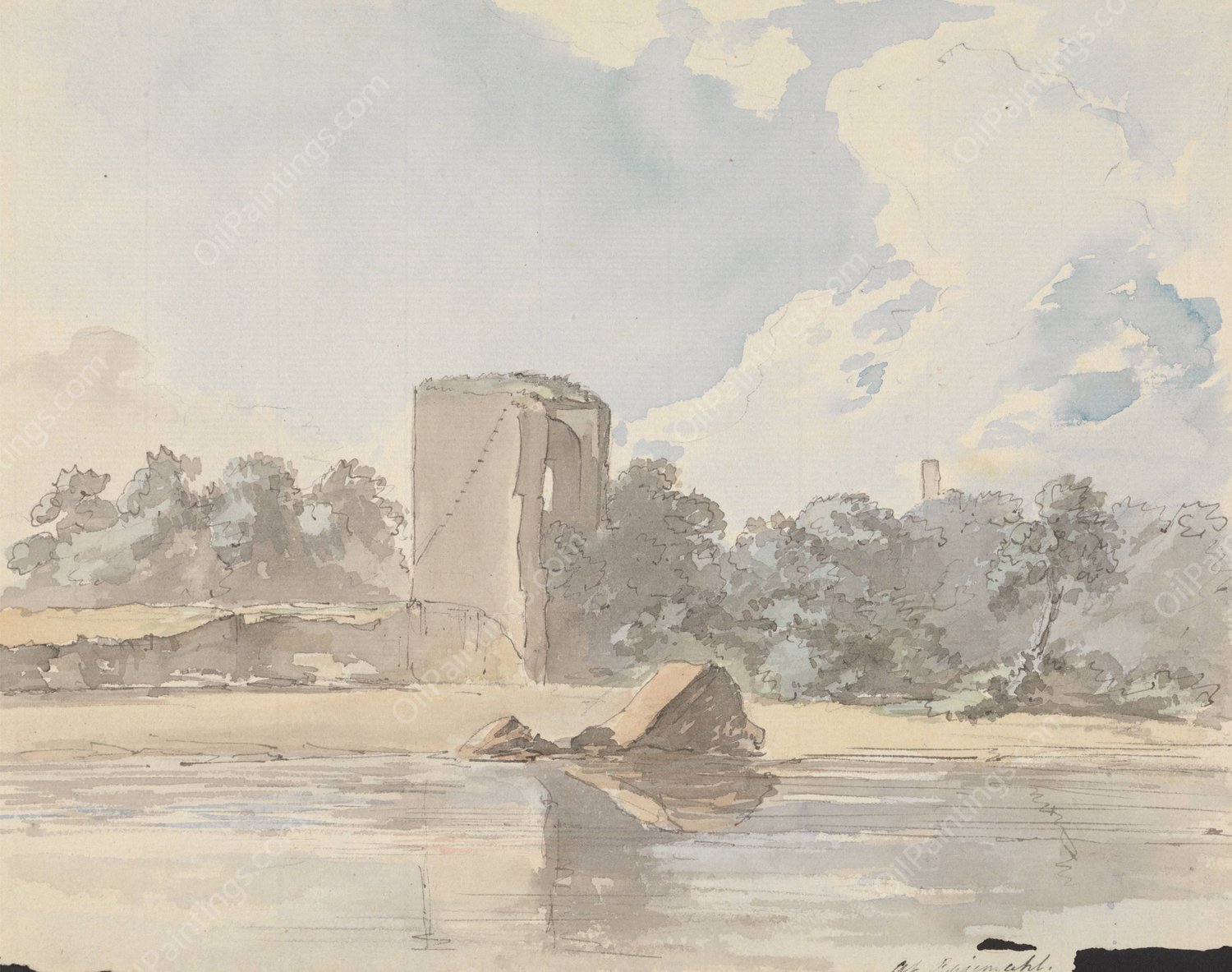 At Rajemahal (Rajmahal) by Samuel Davis - Hand-Painted Oil Painting Reproduction