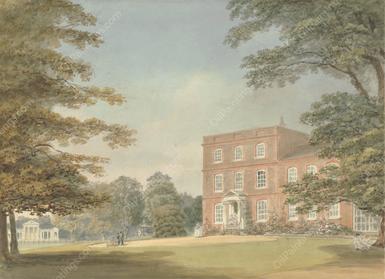 Ayot House, Ayot St. Lawrence, Hertfordshire by Samuel Davis - Hand-Painted Oil Painting Reproduction