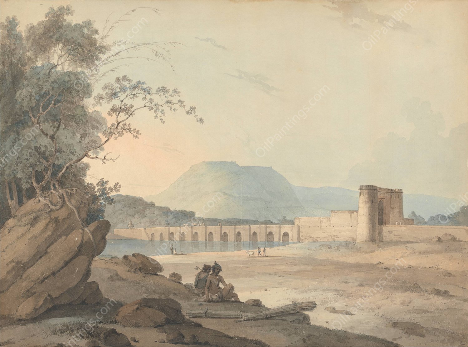 Bidzee Ghur, Taken Near the Village Mow (Mhow) by Samuel Davis - Hand-Painted Oil Painting Reproduction