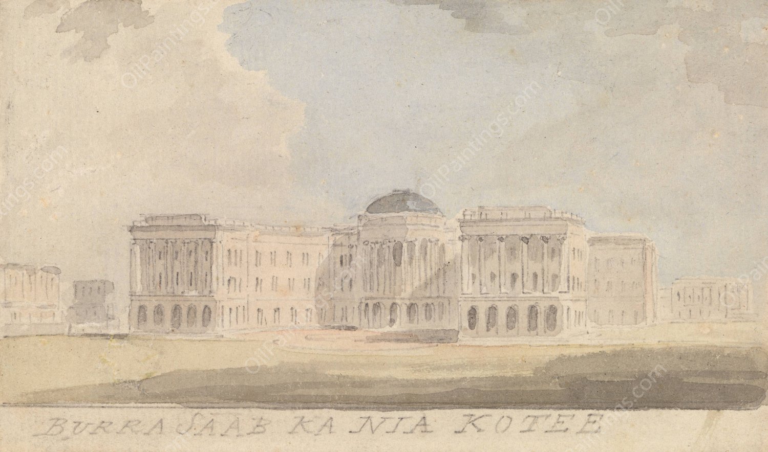 New Government House at Calcutta by Samuel Davis - Hand-Painted Oil Painting Reproduction