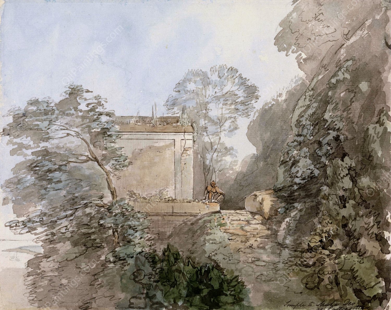 Temple to Maha Deo at Puttugotta  by Samuel Davis - Hand-Painted Oil Painting Reproduction