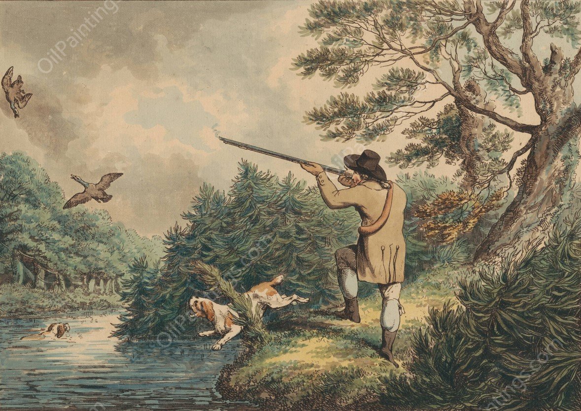 Duck Shooting  by Samuel Howitt - Hand-Painted Oil Painting Reproduction