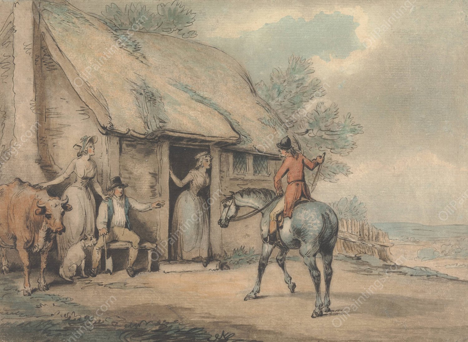 Going Home by Samuel Howitt - Hand-Painted Oil Painting Reproduction