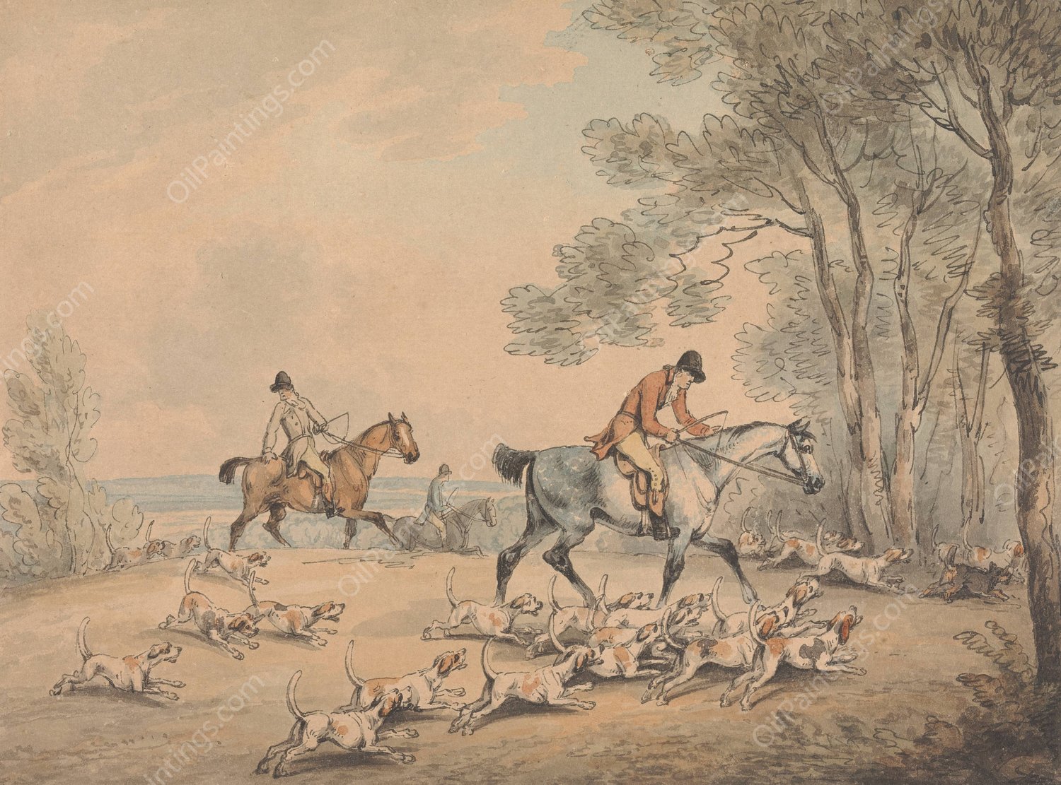 Going to Cover by Samuel Howitt - Hand-Painted Oil Painting Reproduction