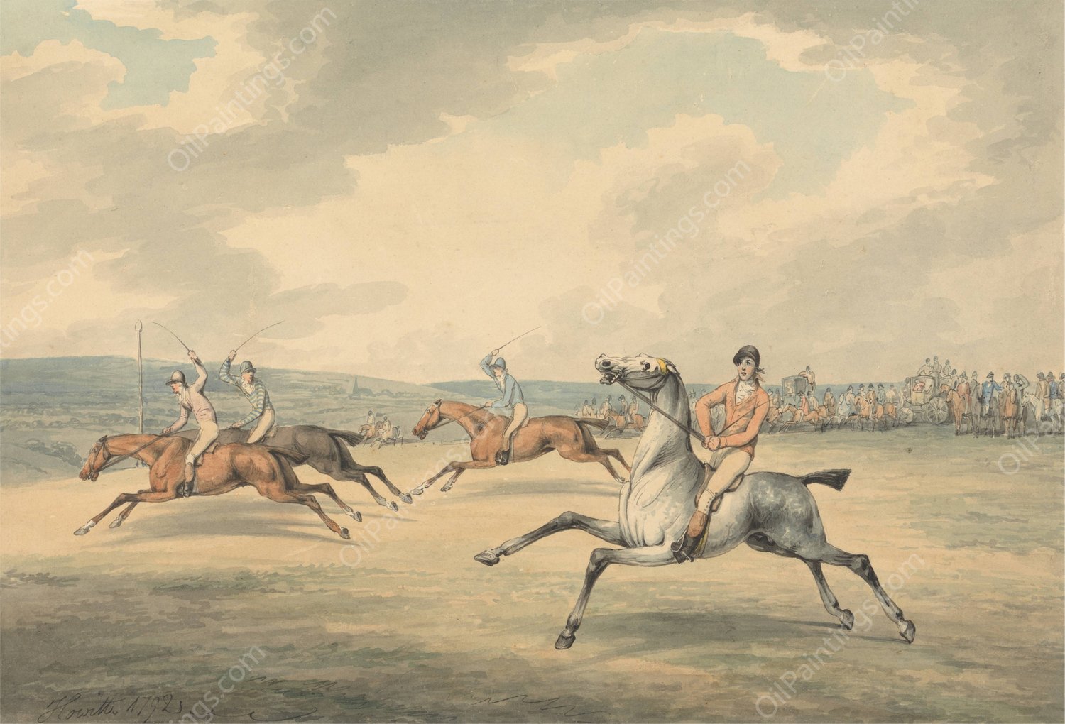 Racing Scene  by Samuel Howitt - Hand-Painted Oil Painting Reproduction