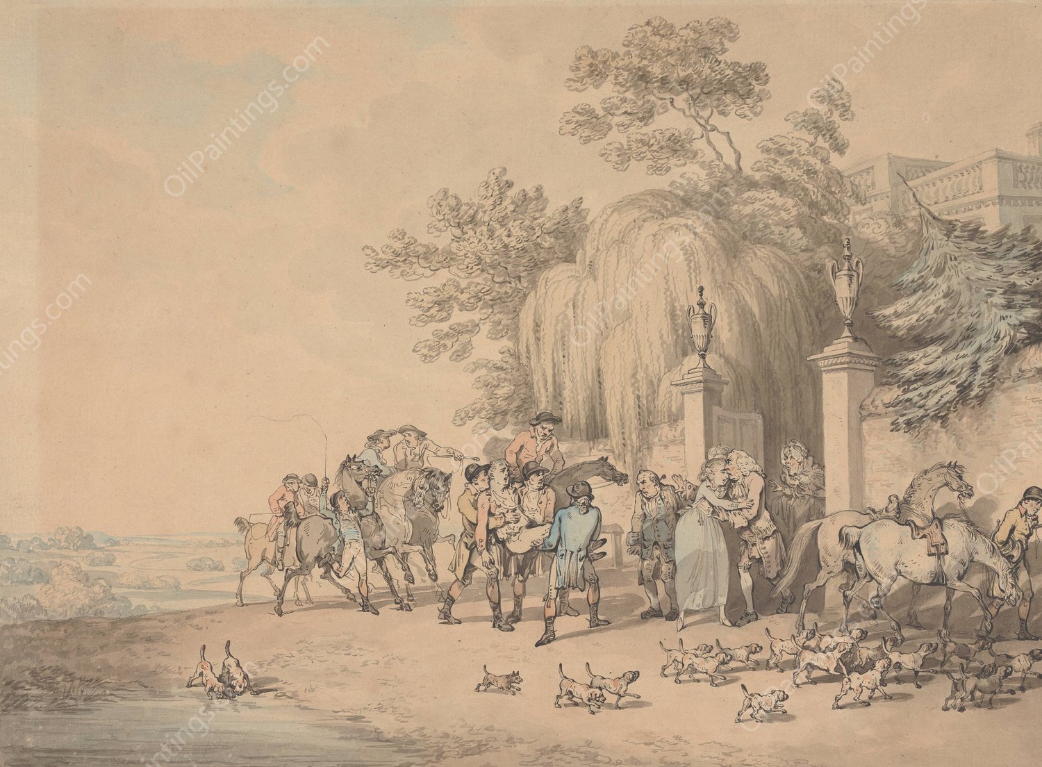 Return From the Chase, After a Fall by Samuel Howitt - Hand-Painted Oil Painting Reproduction