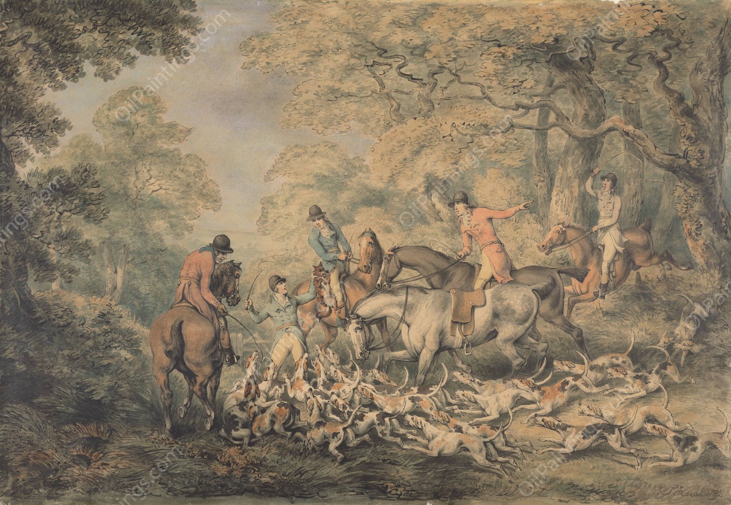 The Kill  by Samuel Howitt - Hand-Painted Oil Painting Reproduction