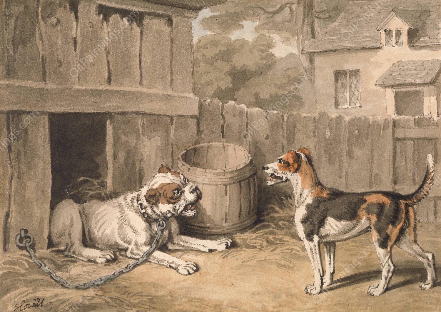 The Mischievous Dog by Samuel Howitt - Hand-Painted Oil Painting Reproduction