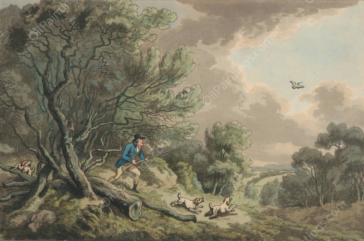 Woodcock Shooting  by Samuel Howitt - Hand-Painted Oil Painting Reproduction