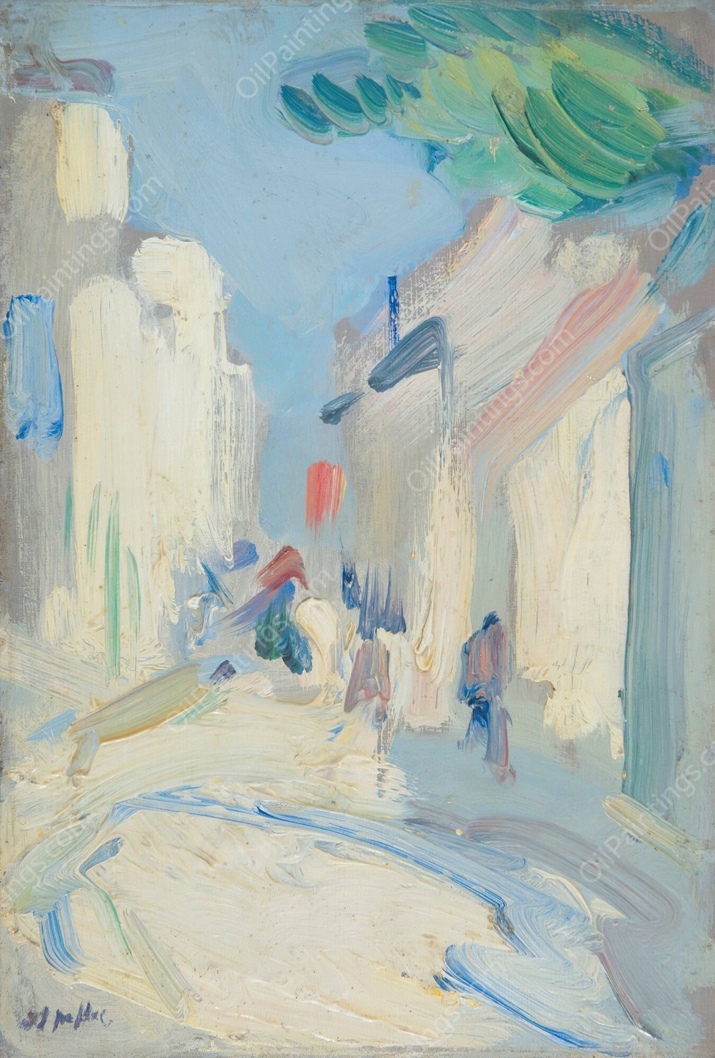 Streetscene, France by Samuel John Peploe - Hand-Painted Oil Painting Reproduction