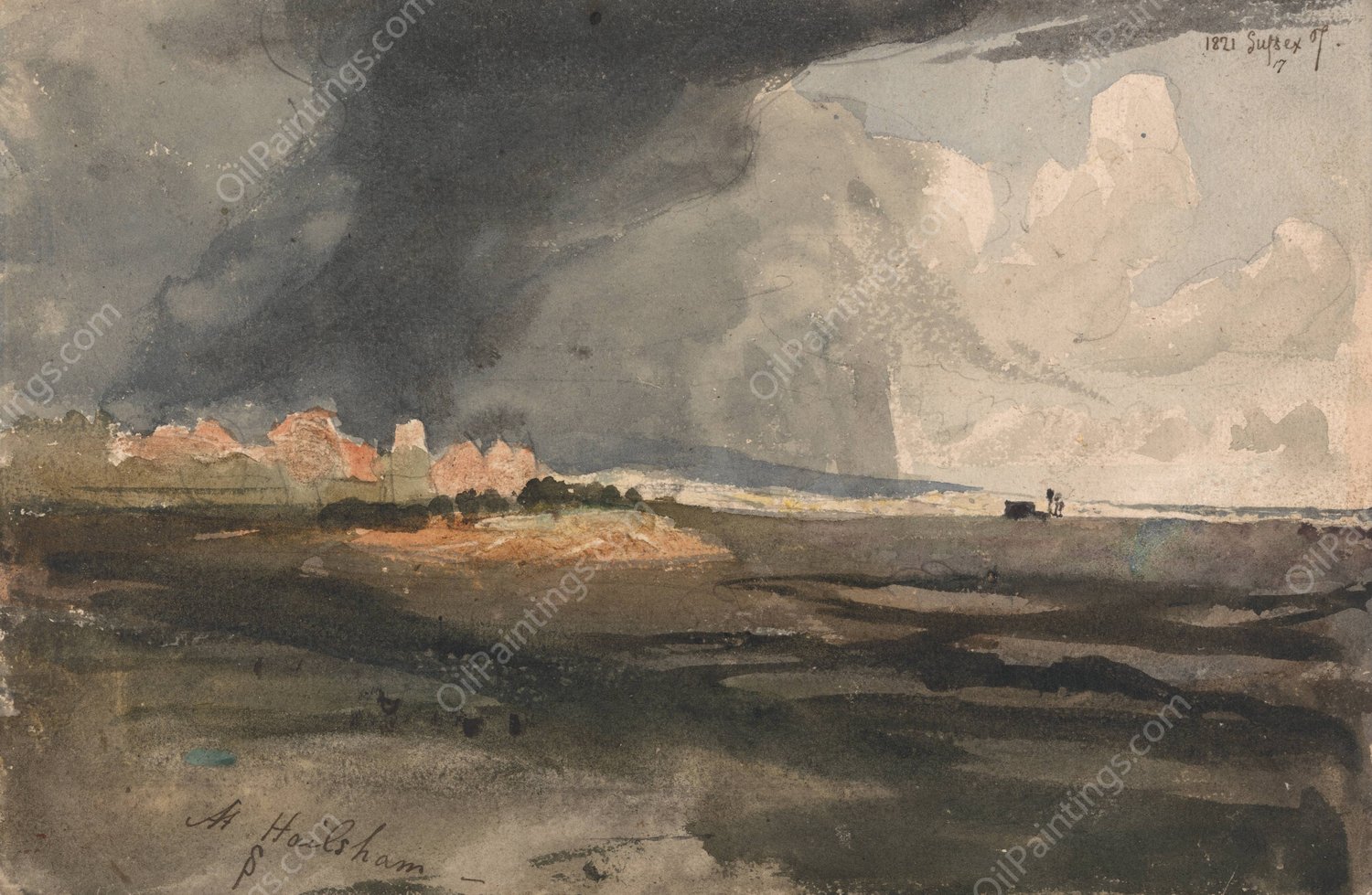 At Hailsham, Sussex; a Storm Approaching  by Samuel Palmer - Hand-Painted Oil Painting Reproduction