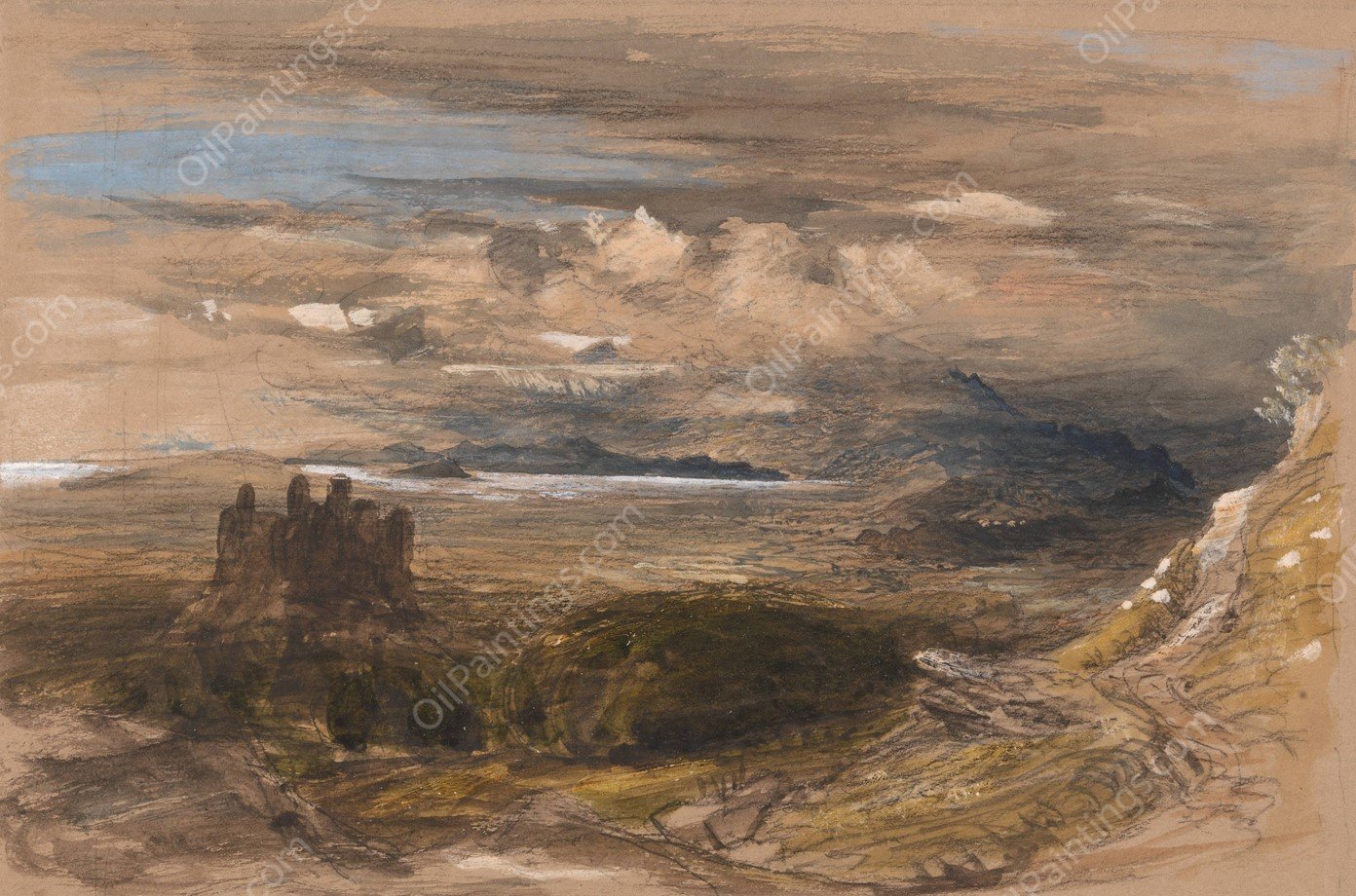 Harlech Castle by Samuel Palmer - Hand-Painted Oil Painting Reproduction