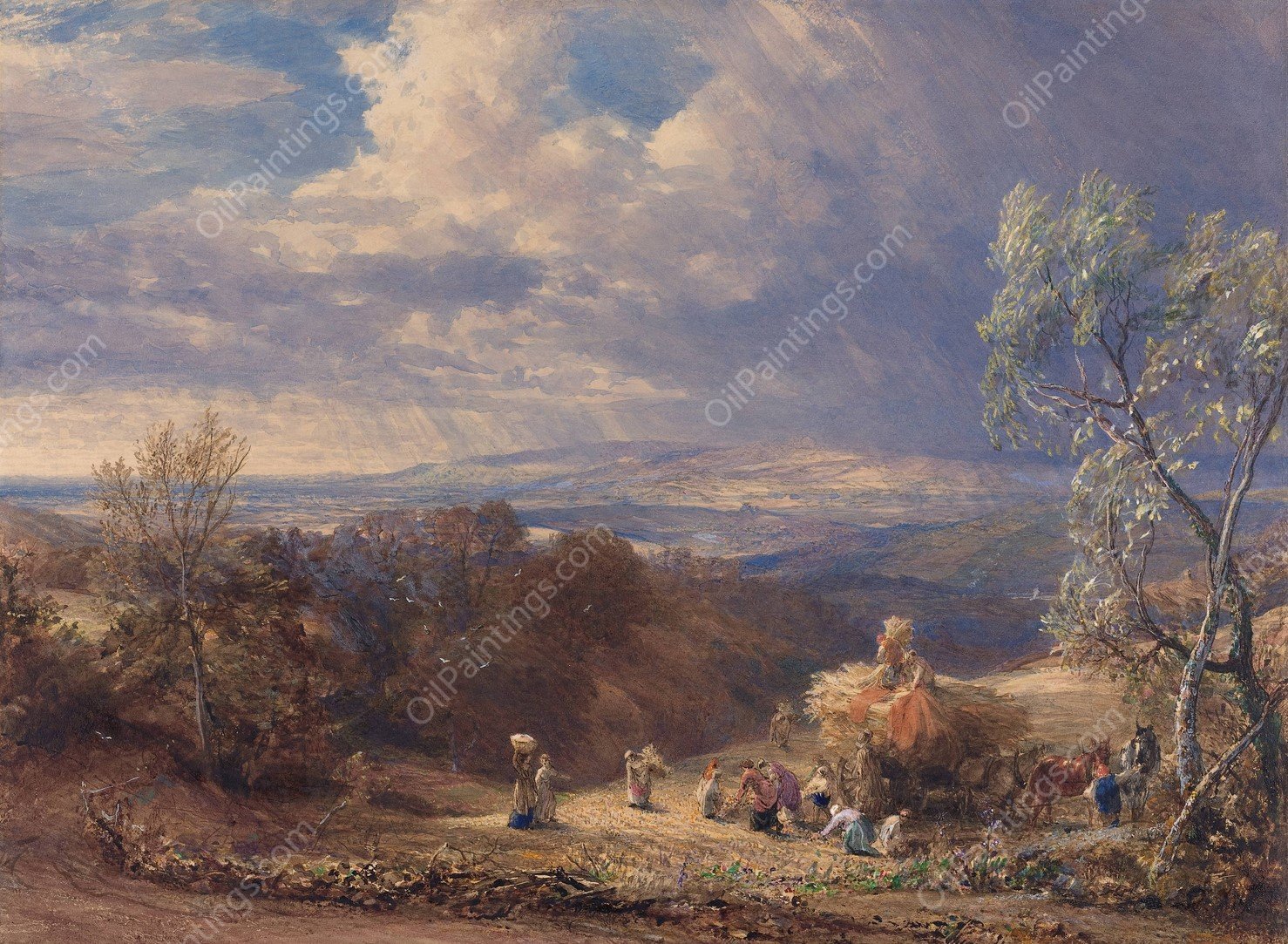Harvesting  by Samuel Palmer - Hand-Painted Oil Painting Reproduction