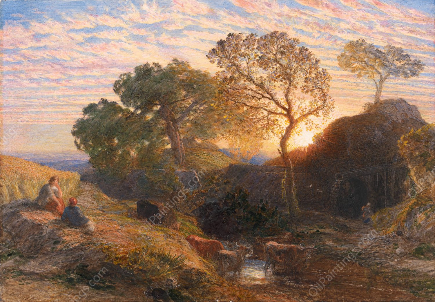 Sunset  by Samuel Palmer - Hand-Painted Oil Painting Reproduction