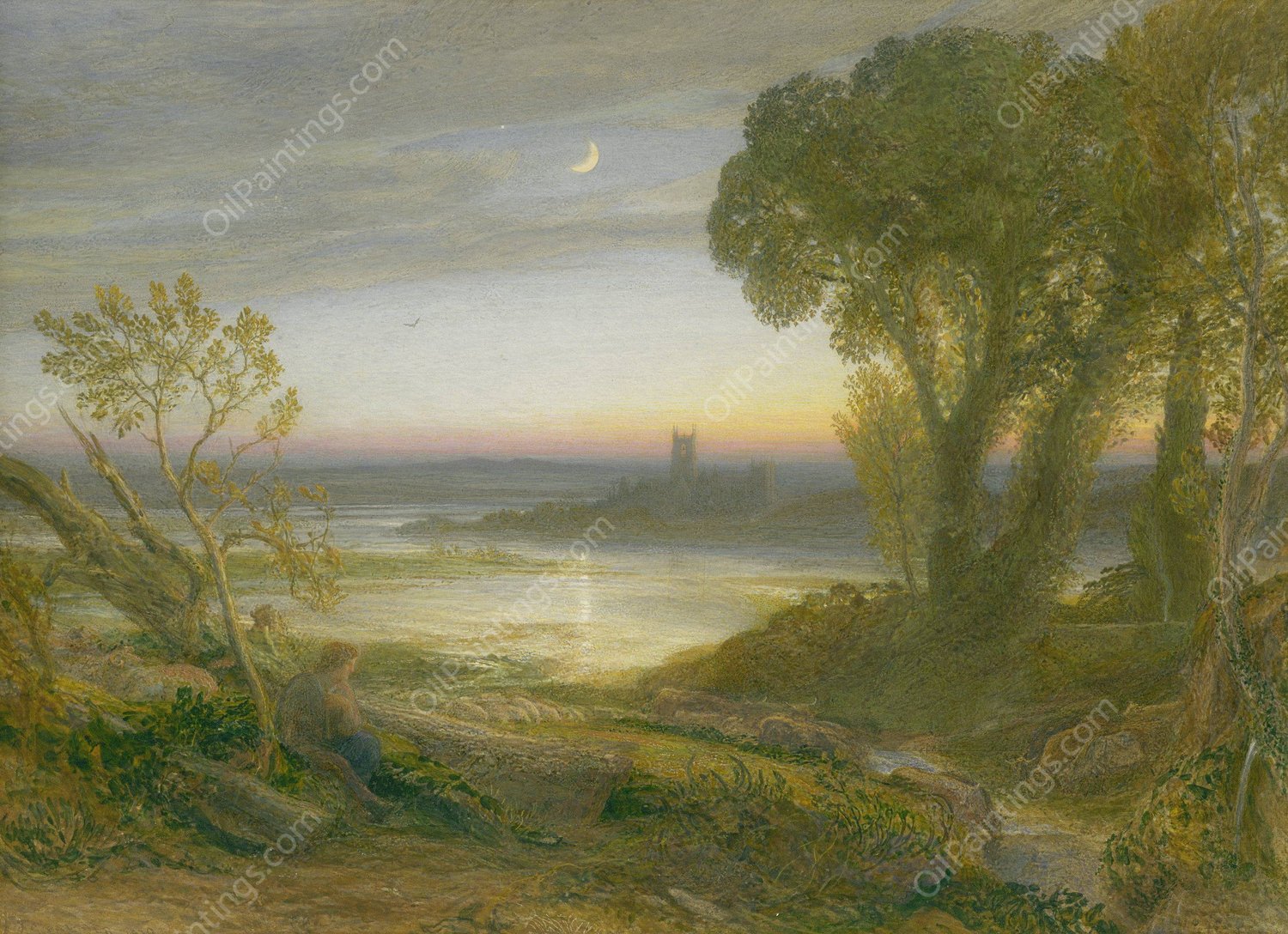 The Curfew  by Samuel Palmer - Hand-Painted Oil Painting Reproduction