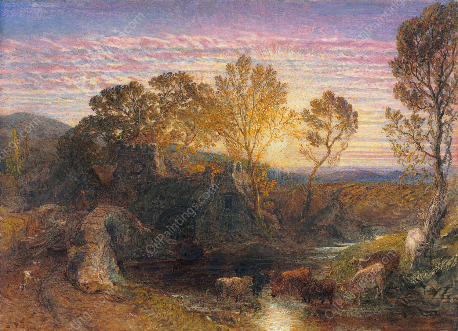 The Golden Hour  by Samuel Palmer - Hand-Painted Oil Painting Reproduction