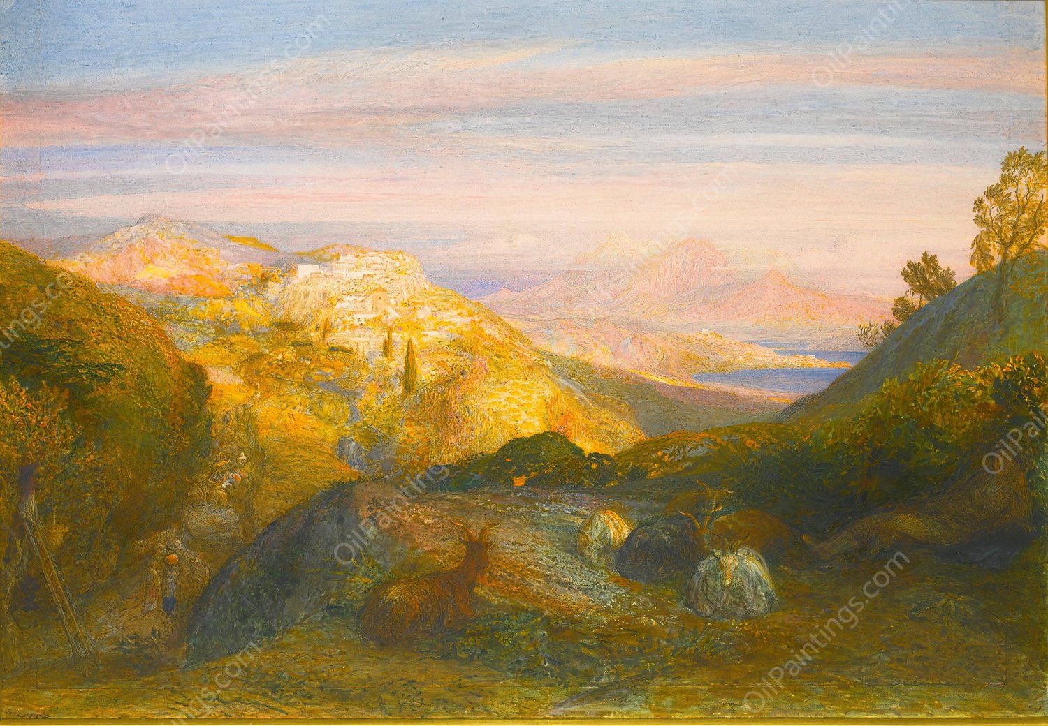The Near And The Distant; From Southern Italy by Samuel Palmer - Hand-Painted Oil Painting Reproduction