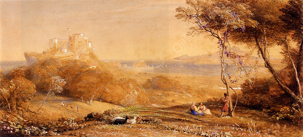 The Porta di Posillipo and the Bay of baiae, Italy - With Ischia and the Promontory of Misenum by Samuel Palmer - Hand-Painted Oil Painting Reproduction