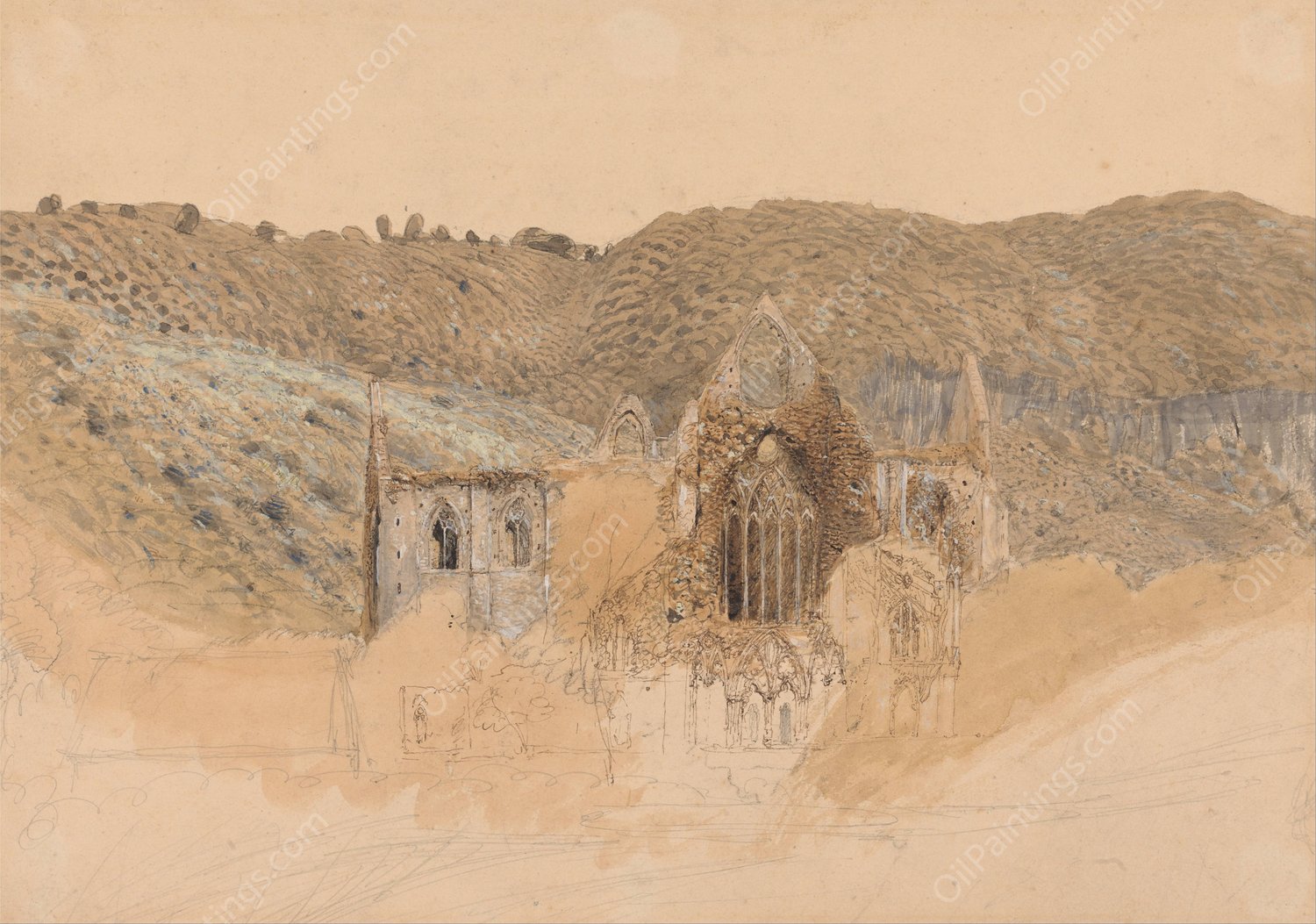 Tintern Abbey by Samuel Palmer - Hand-Painted Oil Painting Reproduction