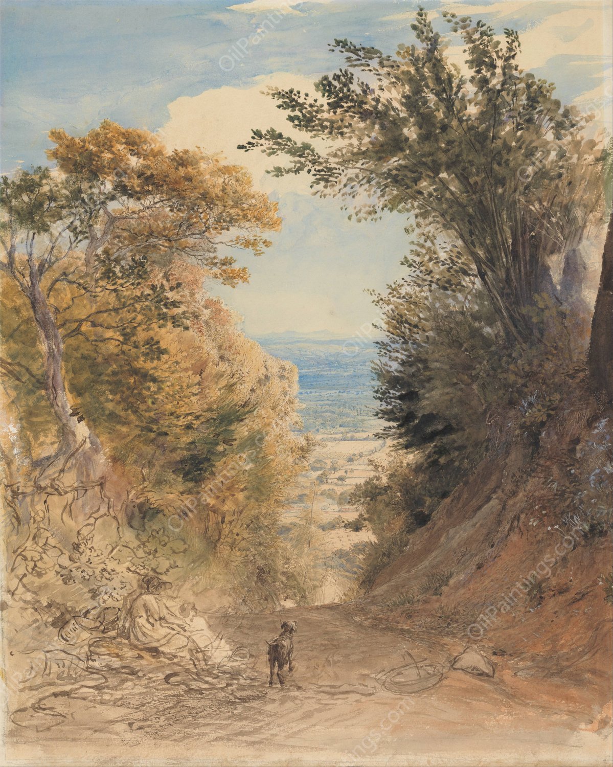 View from Rook's Hill, Kent by Samuel Palmer - Hand-Painted Oil Painting Reproduction