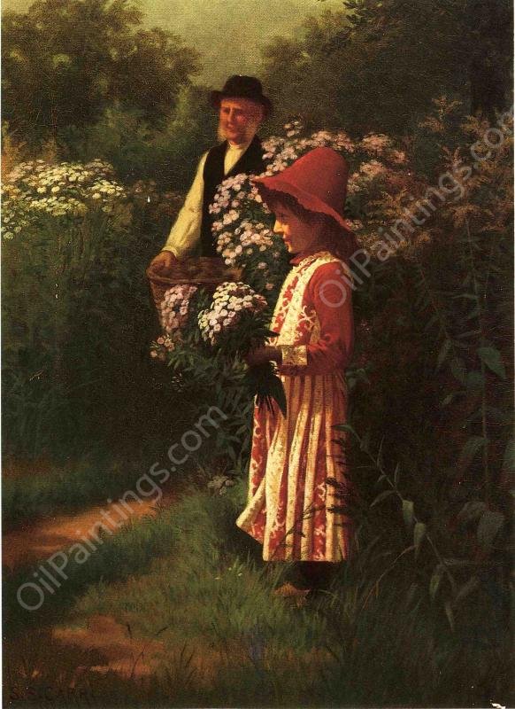 Gathering Flowers by Samuel S Carr - Hand-Painted Oil Painting Reproduction