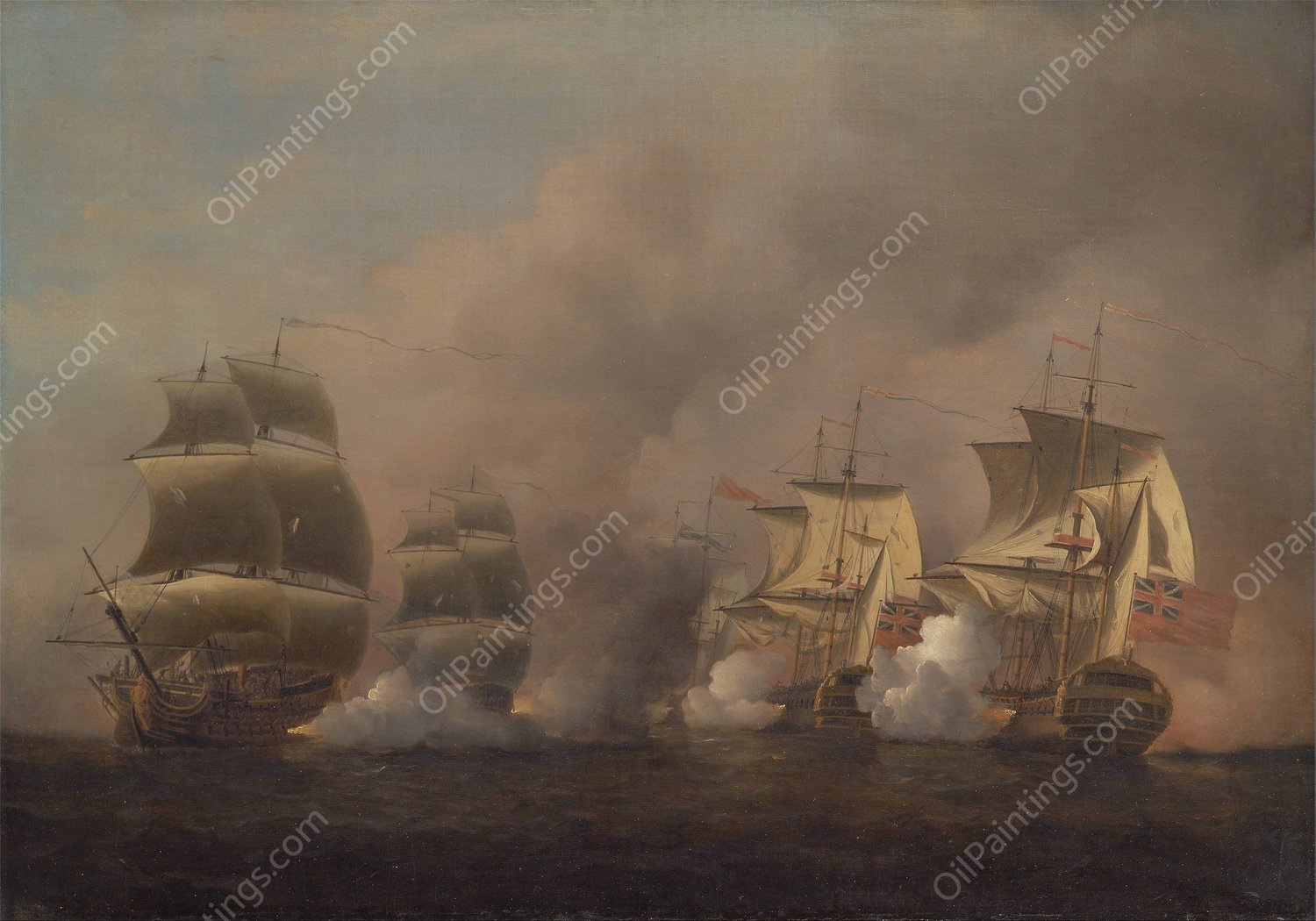 Action off the Cape of Good Hope  by Samuel Scott - Hand-Painted Oil Painting Reproduction