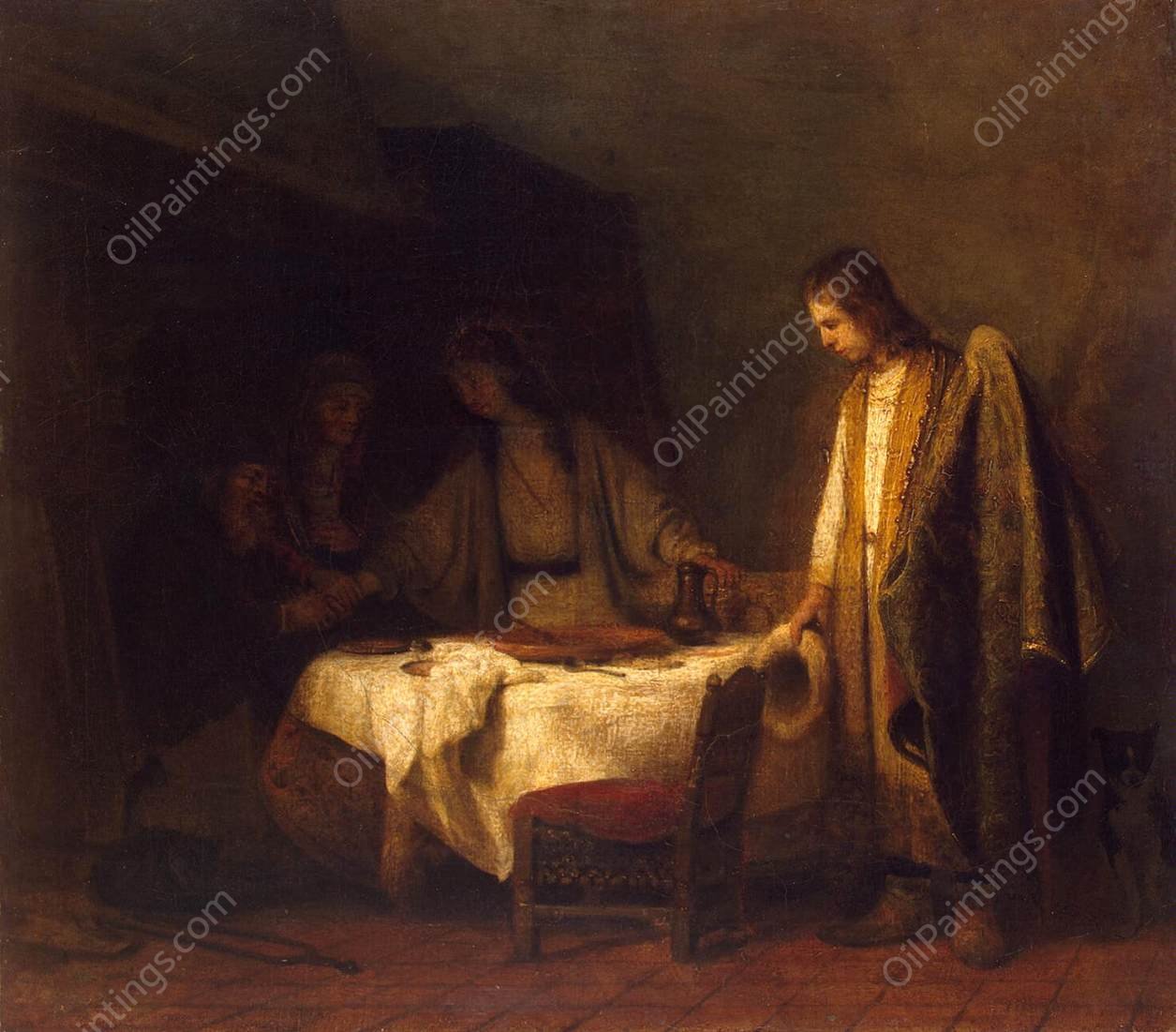 Tobias's Farewell to his Parents by Samuel Van Hoogstraten - Hand-Painted Oil Painting Reproduction