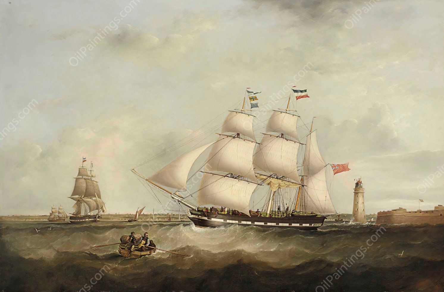 The 'Gazelle' Entering The Mersey  by Samuel Walters - Hand-Painted Oil Painting Reproduction