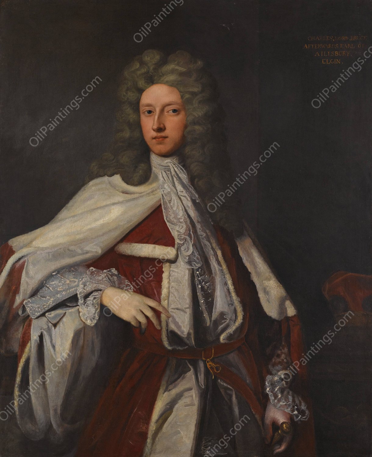 Portrait of Charles Lord Bruce, Later 1st Marquess of Ailesbury  by Samuel Woodforde - Hand-Painted Oil Painting Reproduction