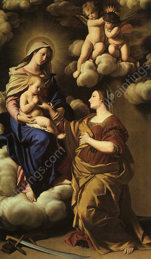 The Mystic Marriage of St. Catherine by Sassoferrato - Hand-Painted Oil Painting Reproduction