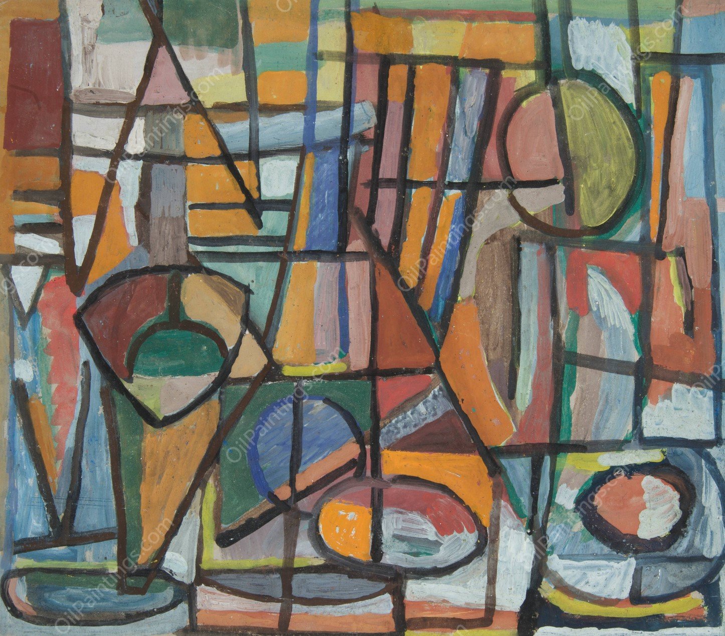 Kompozycja abstrakcyjna II - geometryczna  by Sasza Blonder - Hand-Painted Oil Painting Reproduction