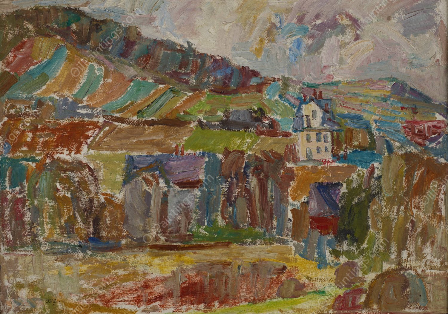 Mountain Village  by Sasza Blonder - Hand-Painted Oil Painting Reproduction