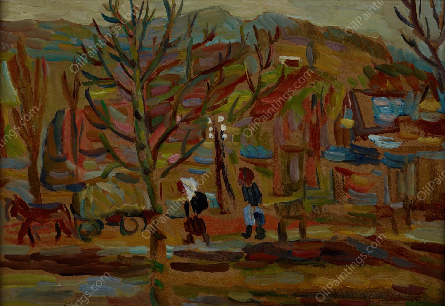 On a Country Road  by Sasza Blonder - Hand-Painted Oil Painting Reproduction