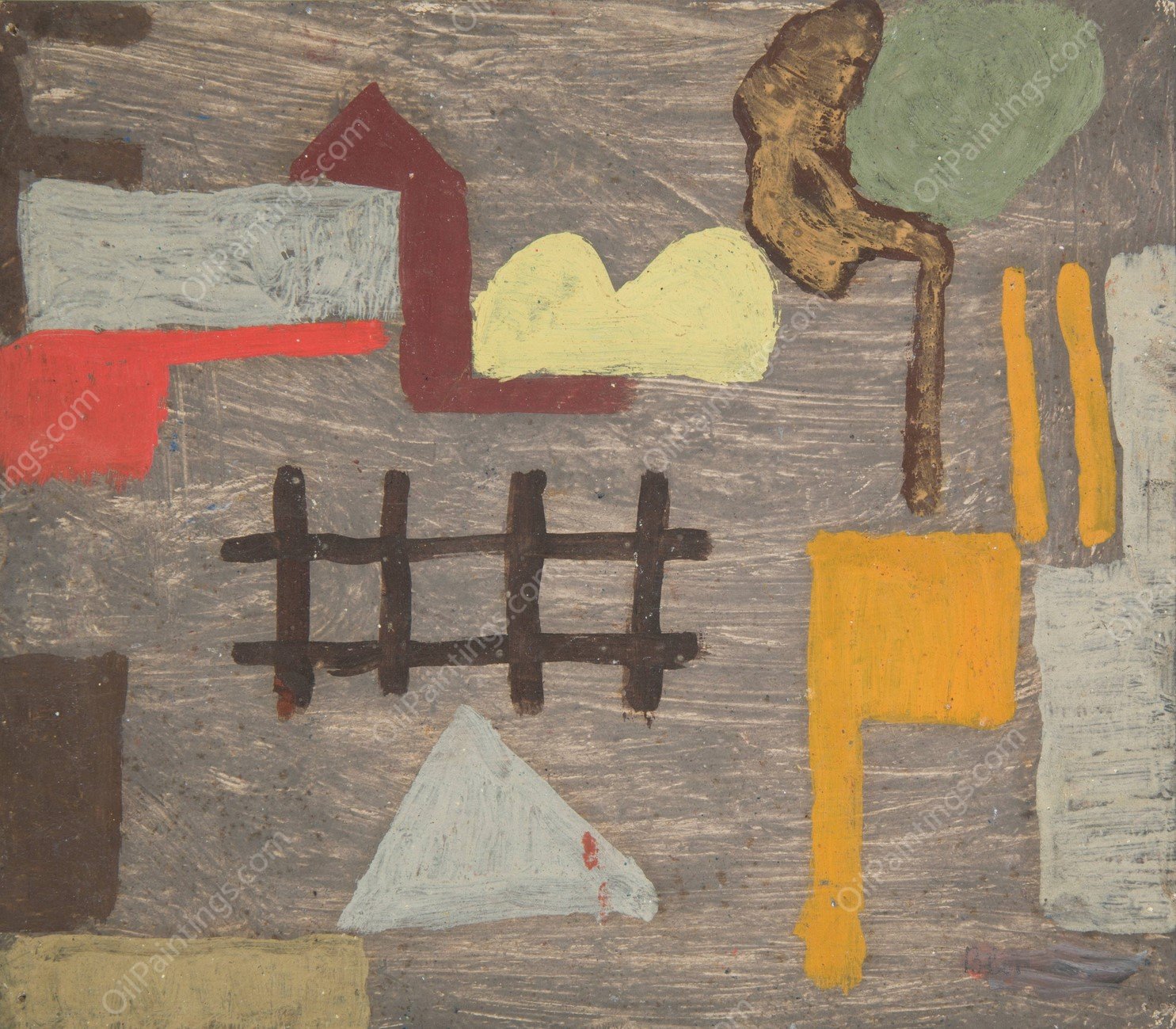 Pejzaz surrealistyczny z plotem  by Sasza Blonder - Hand-Painted Oil Painting Reproduction