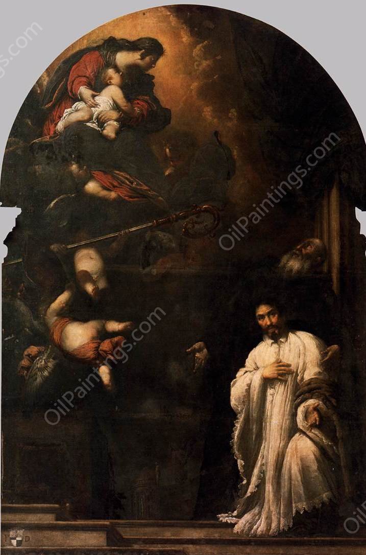 St Benedict Presents Pasqualino Daneli to the Virgin by Sebastiano Mazzoni - Hand-Painted Oil Painting Reproduction