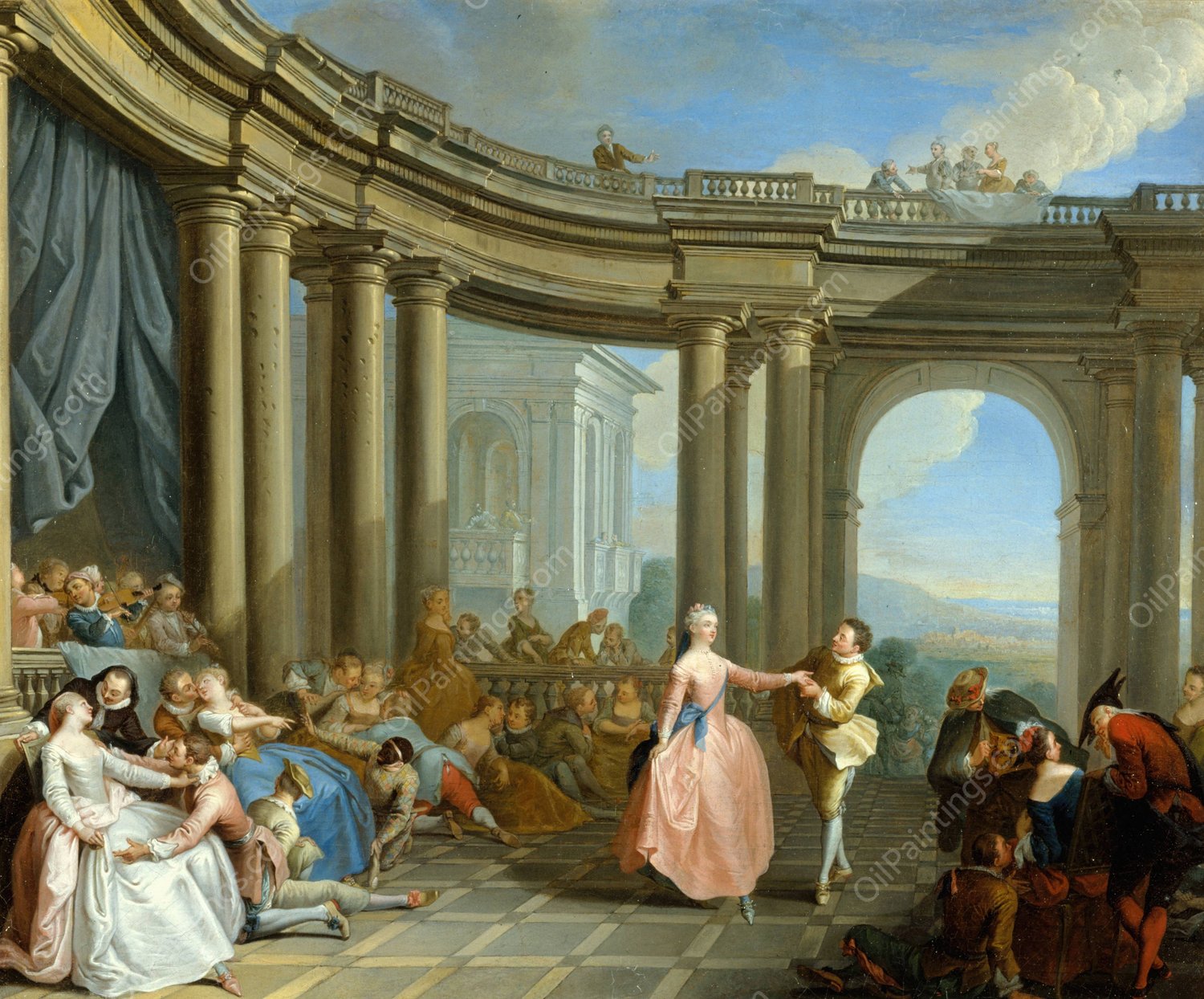 Le menuet  by Sebastien Leclerc The Younger - Hand-Painted Oil Painting Reproduction