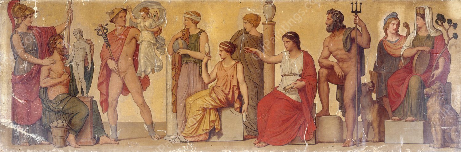 Promethee modelant le premier homme  by Sebastien Melchior Cornu - Hand-Painted Oil Painting Reproduction