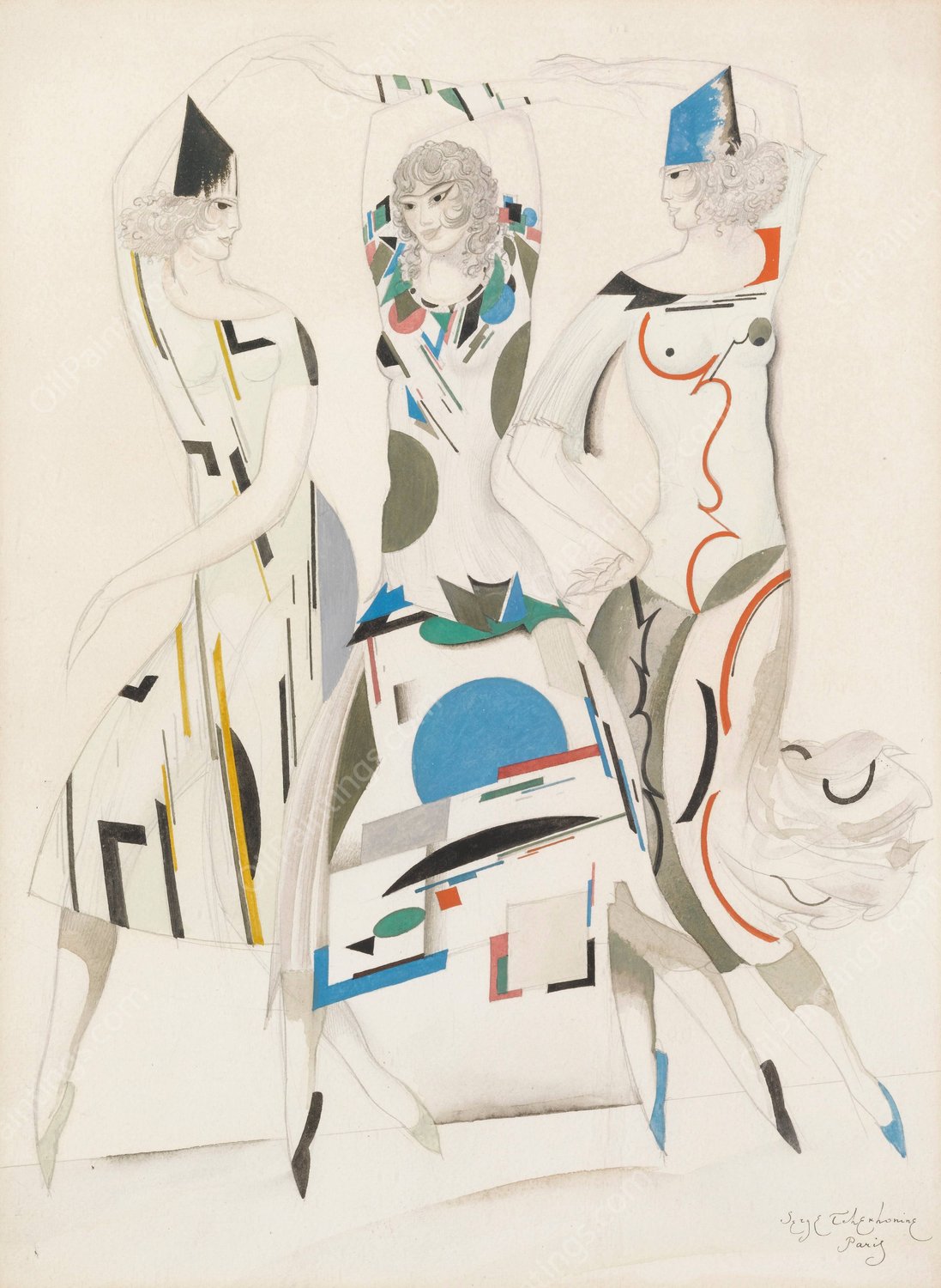 Costume Design For Humoresque by Sergey Chekhonin - Hand-Painted Oil Painting Reproduction