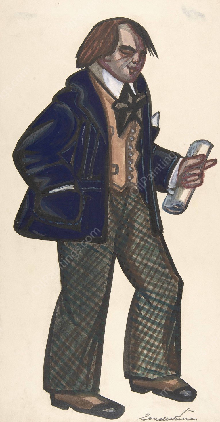 A poet in a blue blazer by Sergey Yurievich Sudeikin - Hand-Painted Oil Painting Reproduction