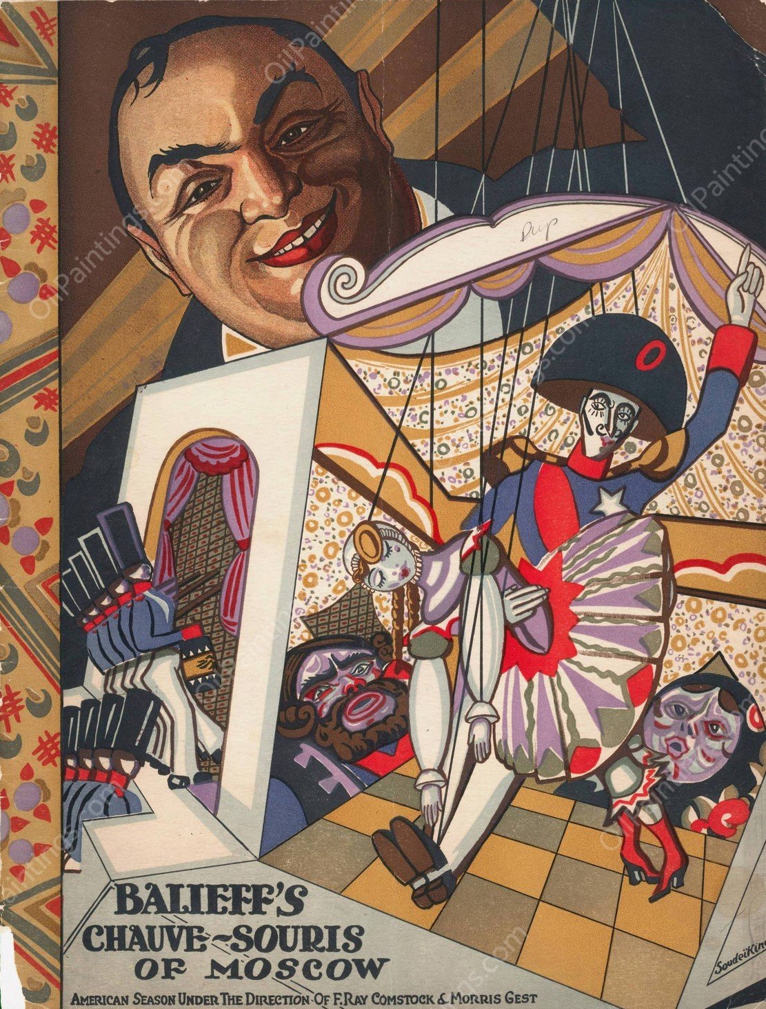 Cabaret program cover for Balieff's Chauve-Souris of Moscow  by Sergey Yurievich Sudeikin - Hand-Painted Oil Painting Reproduction