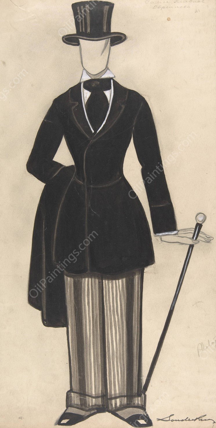 Gentleman's formal attire by Sergey Yurievich Sudeikin - Hand-Painted Oil Painting Reproduction