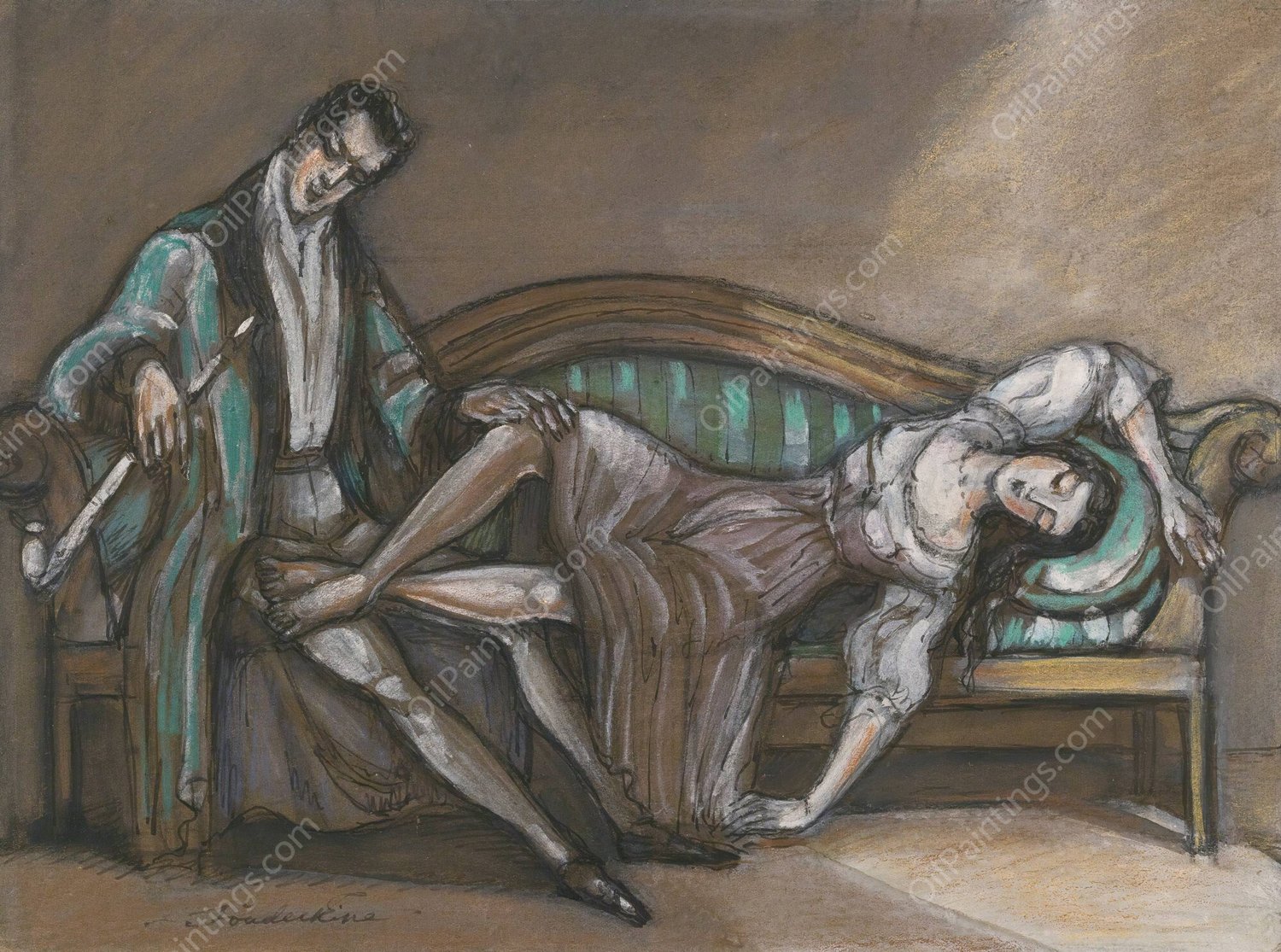 Lovers by Sergey Yurievich Sudeikin - Hand-Painted Oil Painting Reproduction