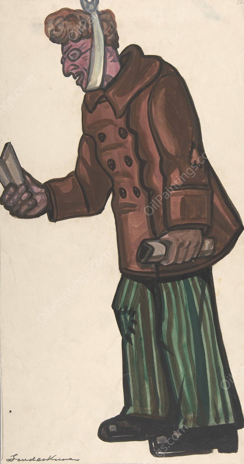 Man with a bandaged jaw by Sergey Yurievich Sudeikin - Hand-Painted Oil Painting Reproduction