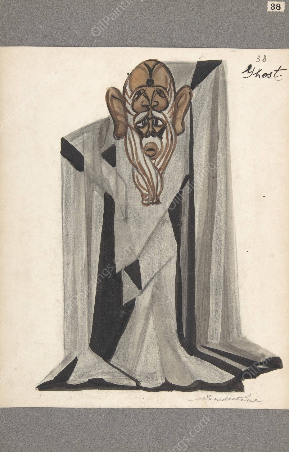 Theatrical ghost costume for 'Le Rossignol' by Sergey Yurievich Sudeikin - Hand-Painted Oil Painting Reproduction